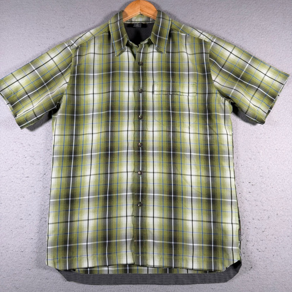 Royal Robbins Mens Green Plaid Short Sleeve Button Down Shirt ROYCL-S‎ Size M